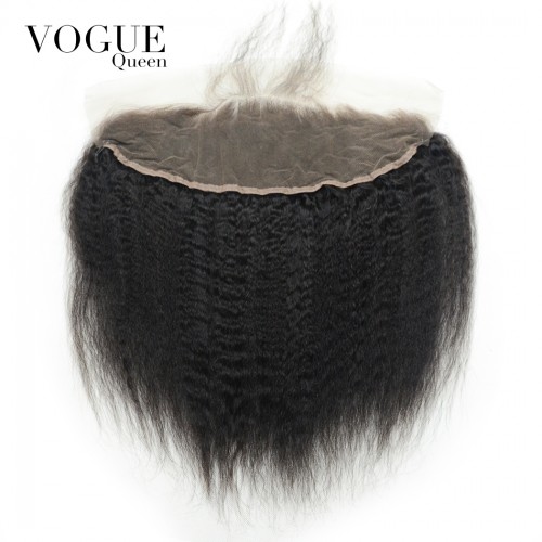 Human Virgin Hair Kinky Straight 13x4 Lace Frontal Closure With Baby Hair,Natural Color